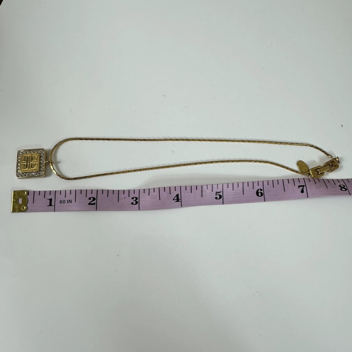 Vintage Givenchy 4G Logo Rhinestone Gold Tone Choker Necklace