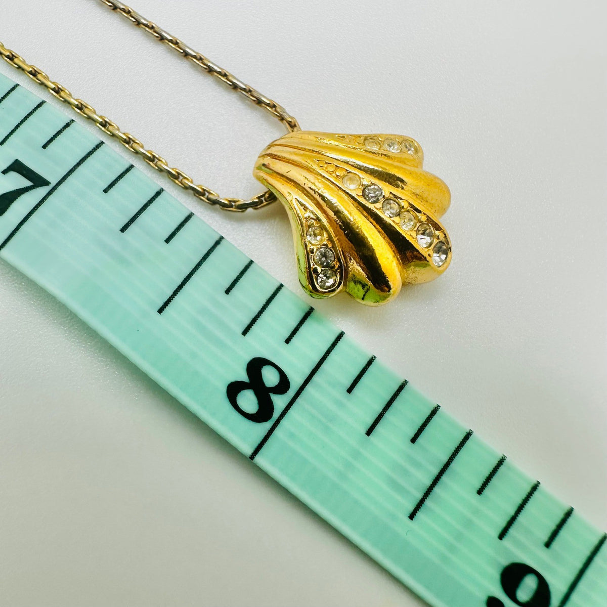 Vintage Christian Dior Gold Rhinestone Pendant Necklace Germany CD Logo