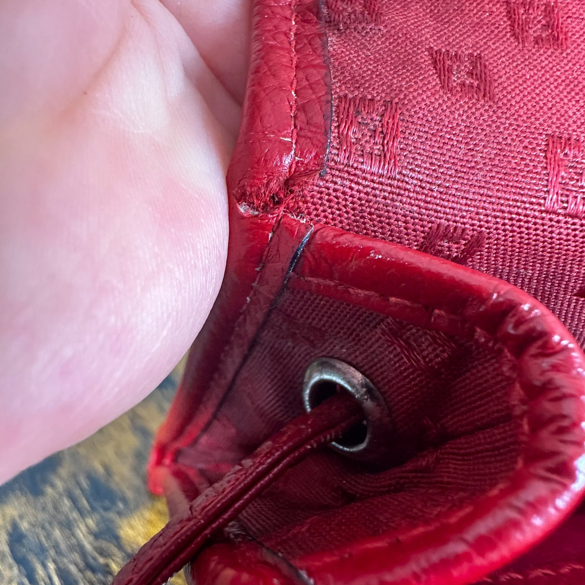 Fendi Red Monogram Logo Pattern Square Shoulder Bag Crossbody Purse Made In Ital