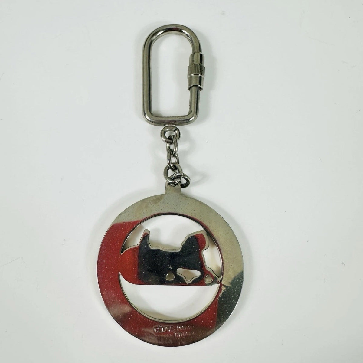 CELINE Silver Metal Horse Carriage Keychain Italy Bag Charm Carabiner Clip - Image 7