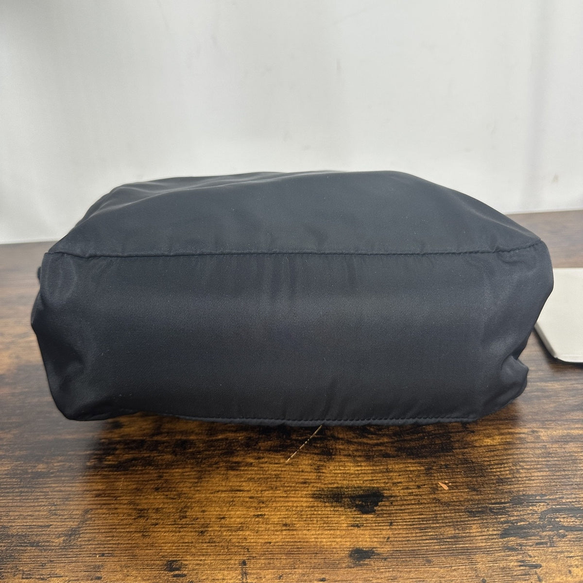 Prada Nylon Shoulder Bag Womens Medium Black Leather Trim Italy Silver