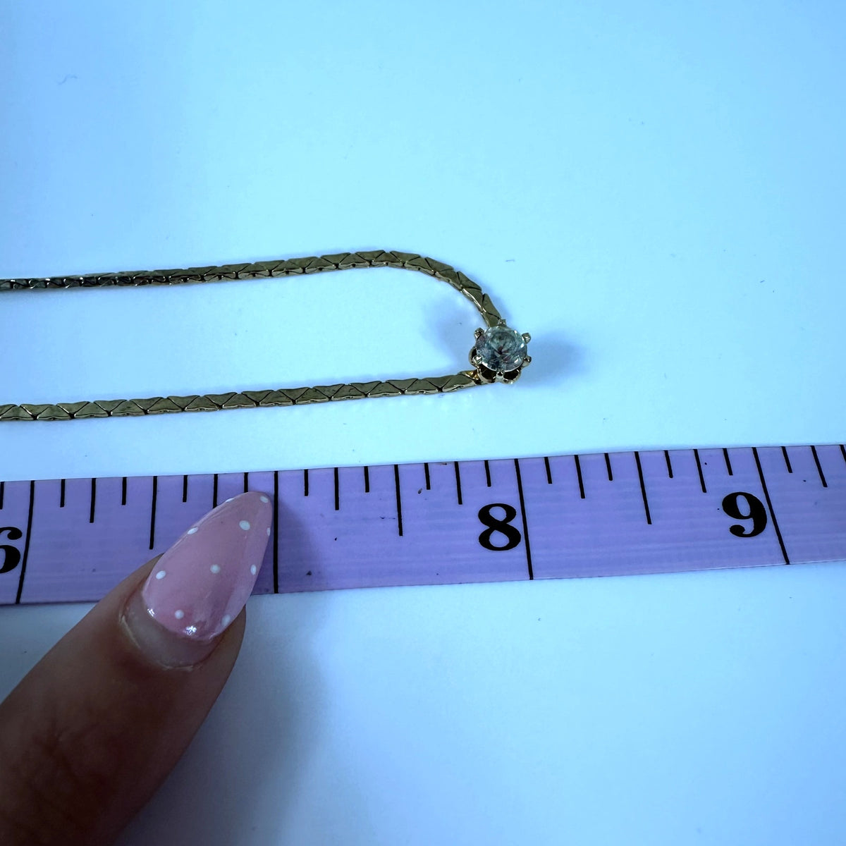 Christian Dior Vintage Gold Tone Crystal Solitaire Collar Necklace