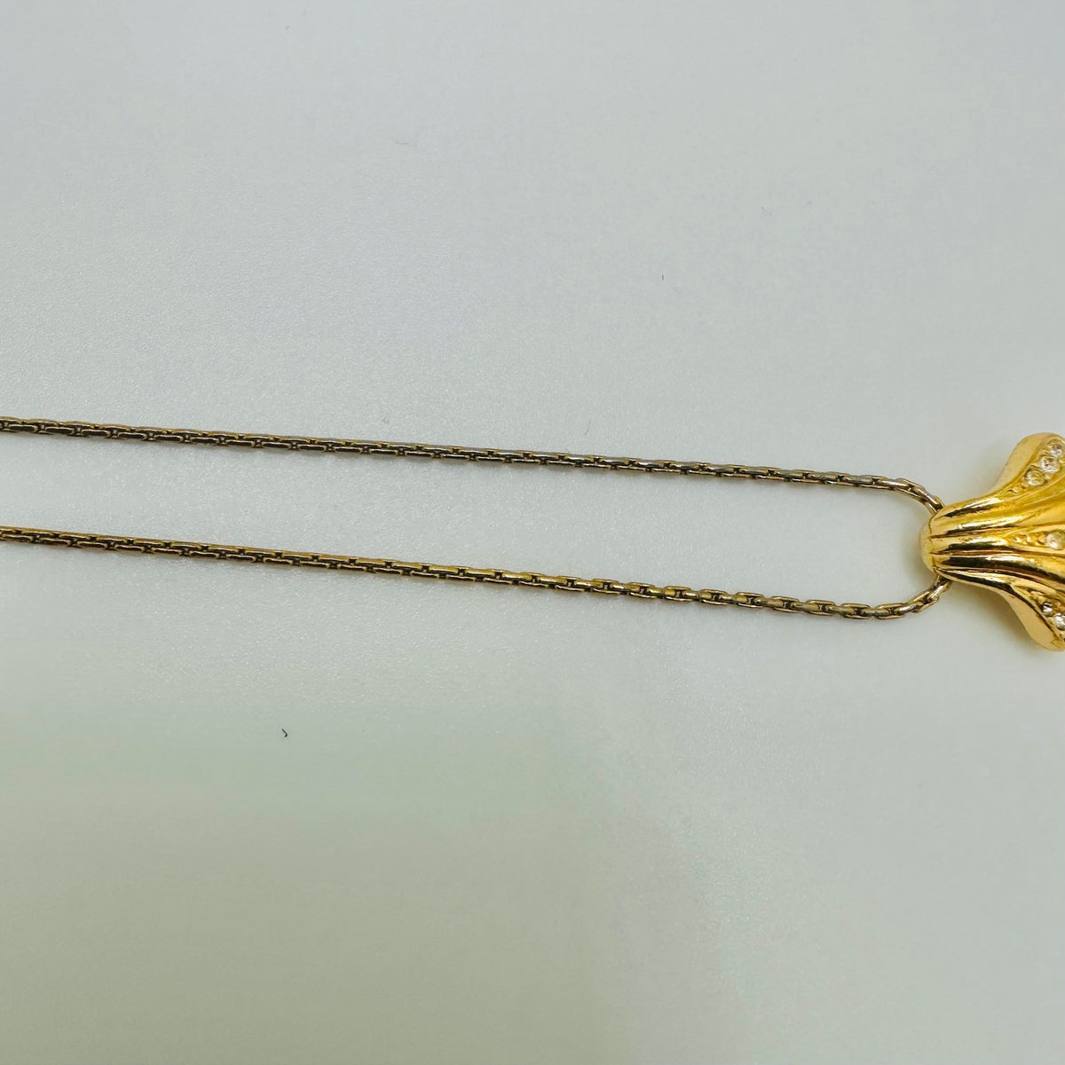 Vintage Christian Dior Gold Rhinestone Pendant Necklace Germany CD Logo