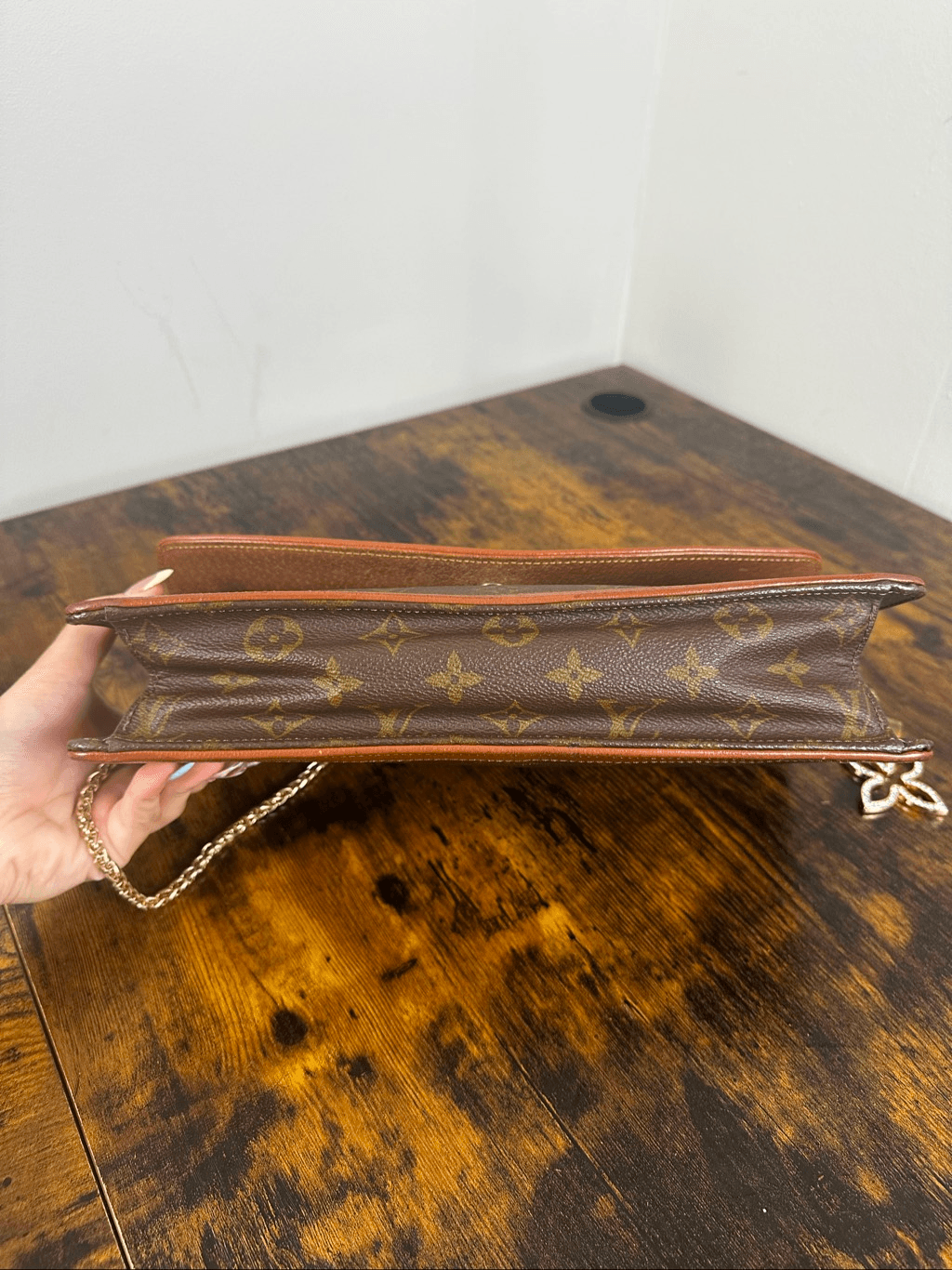 Louis Vuitton Vintage Bag Pochette Dame Clutch Brown Monogram