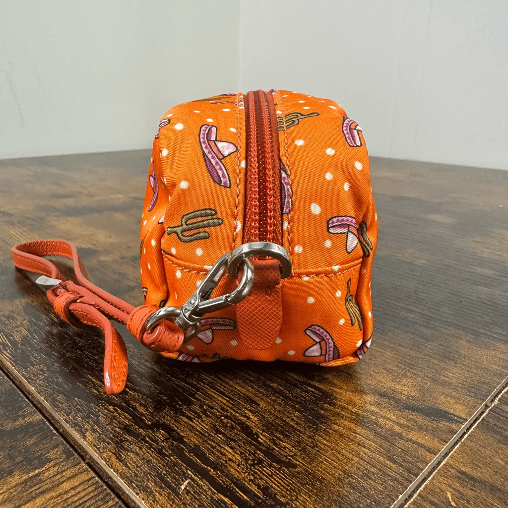 Prada Tessuto Nylon Wristlet Pouch Bag Orange Sombreros Cactus Colorful Festive