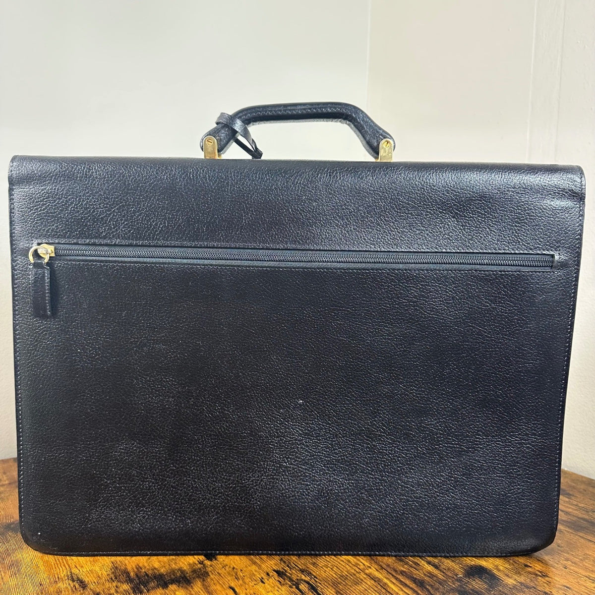 Salvatore Ferragamo Leather Briefcase Black Gold Hardware Made in Italy Business