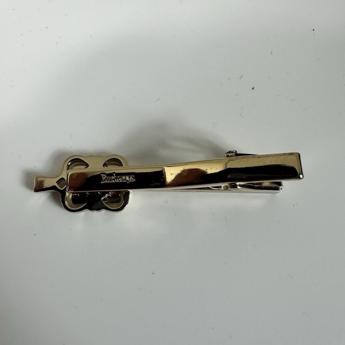 Burberry Knight Vintage Gold Tone Navy Blue Enamel Tie Clip Authentic 