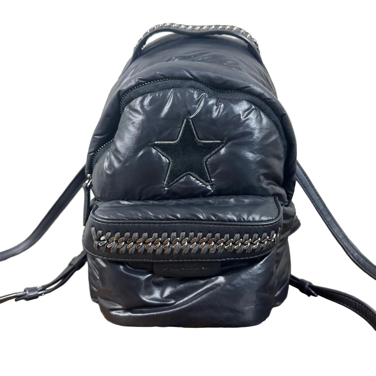 Stella McCartney Black Padded Star Mini Backpack Chain Detail Italy