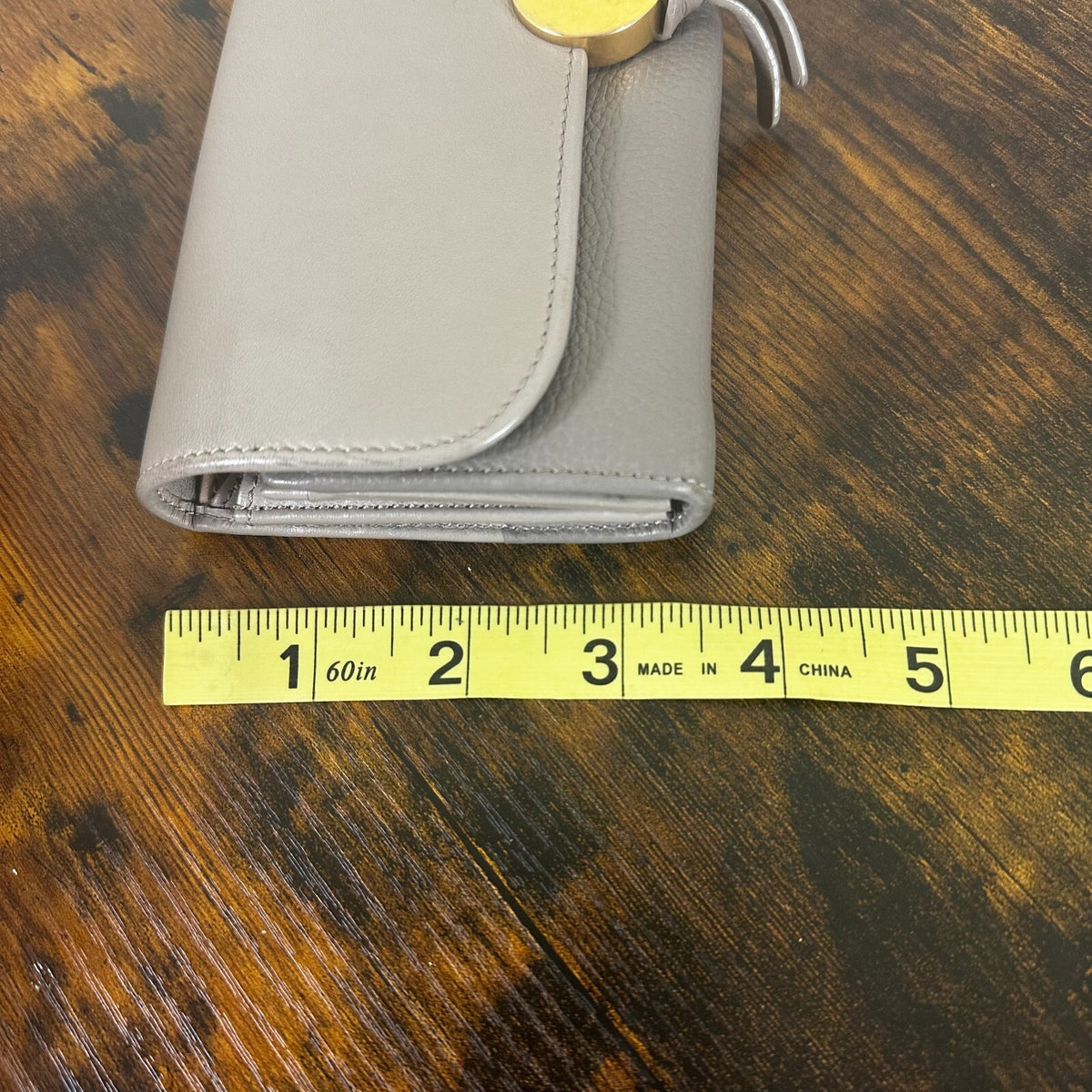Chloe Indy Long Wallet With Flap Gray Leather