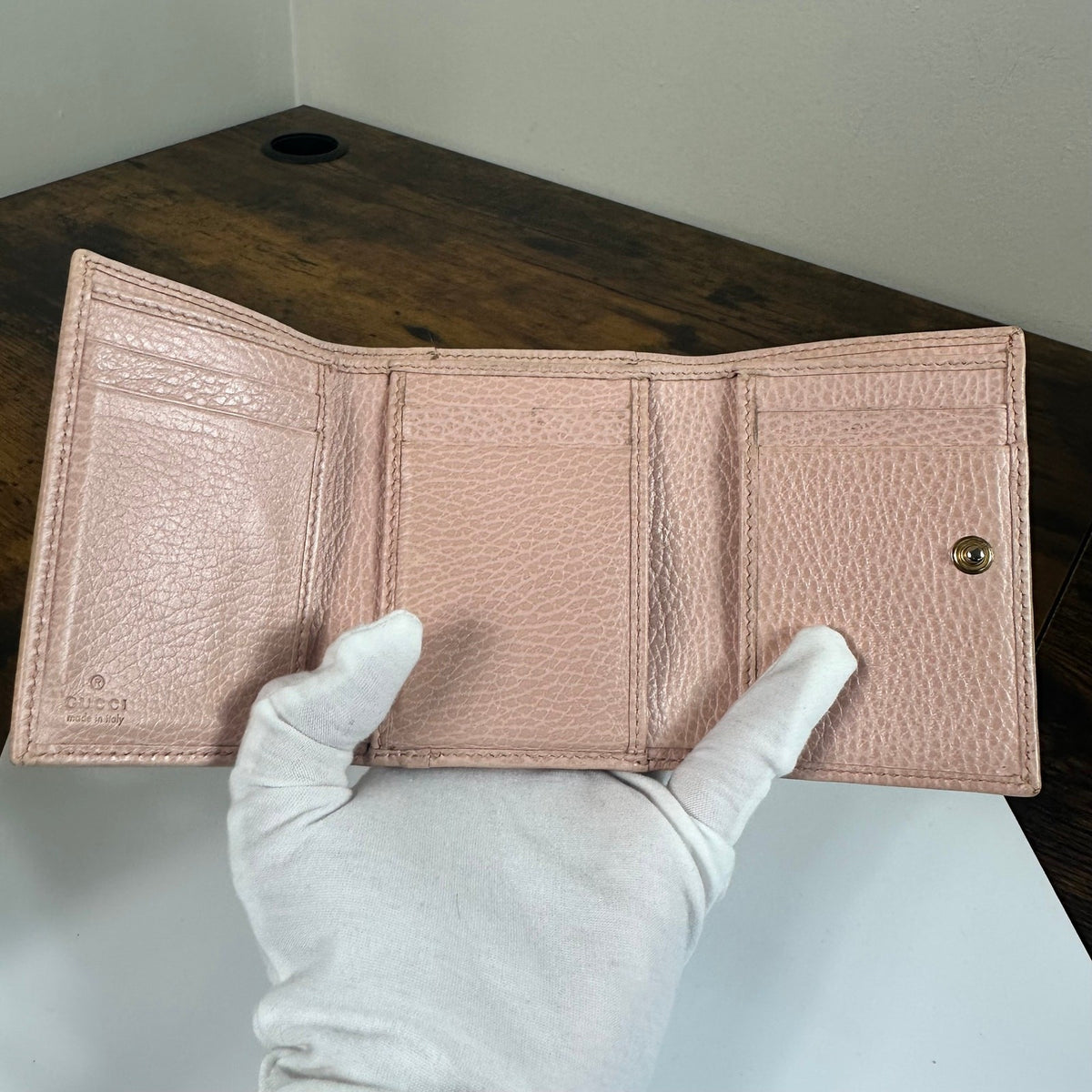 Gucci Marmont Pink Leather Compact Wallet - Preowned Authentic