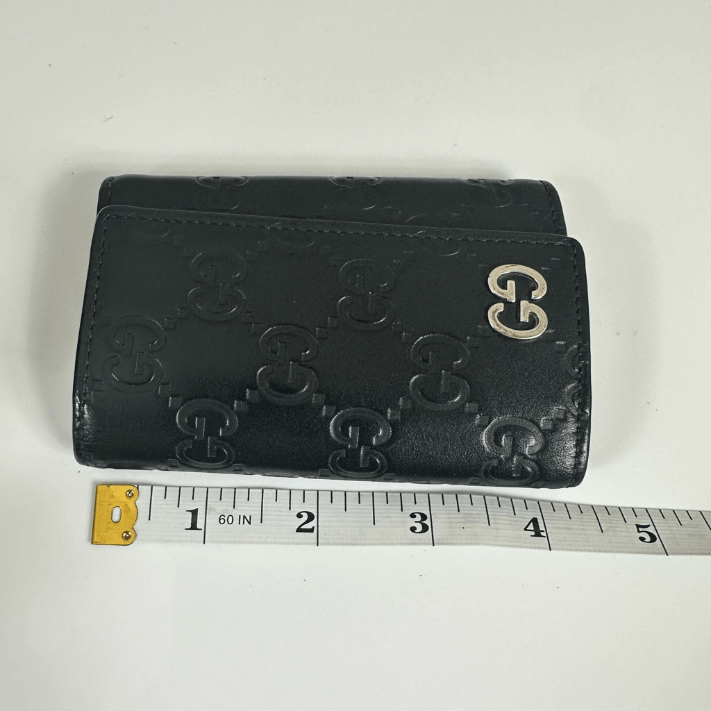 Gucci GG Guccissima Leather 6 Key Case Black