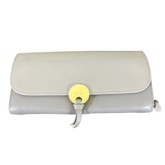 Chloe Indy Long Wallet With Flap Gray Leather