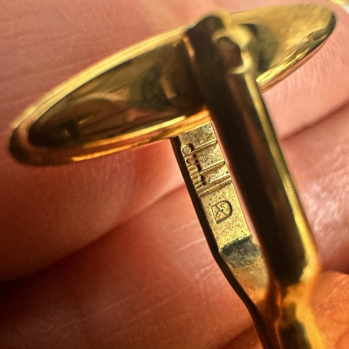 Dunhill Vintage Gold Plated Cufflinks & Tie Clip Set With Box