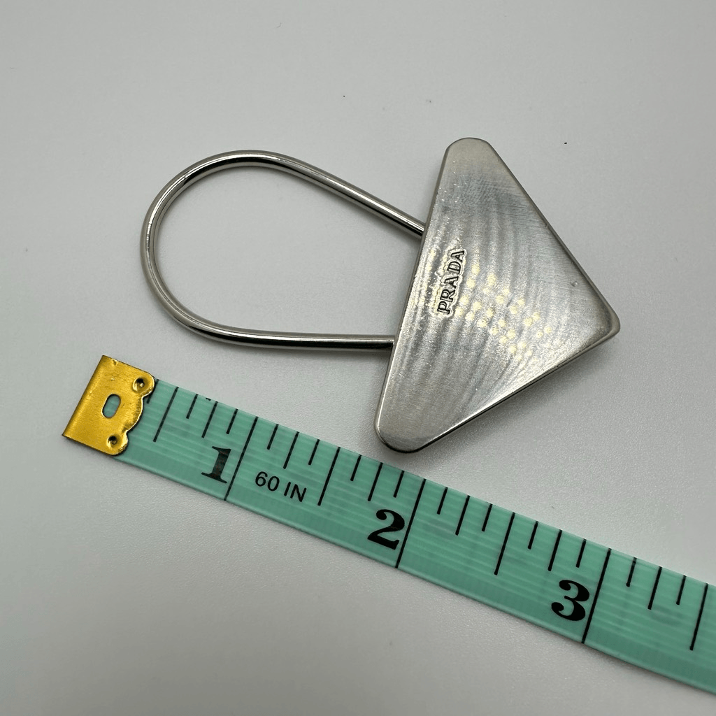 Prada Triangle Silver Tone Key Ring Chain Replacement Lock Bag Charm