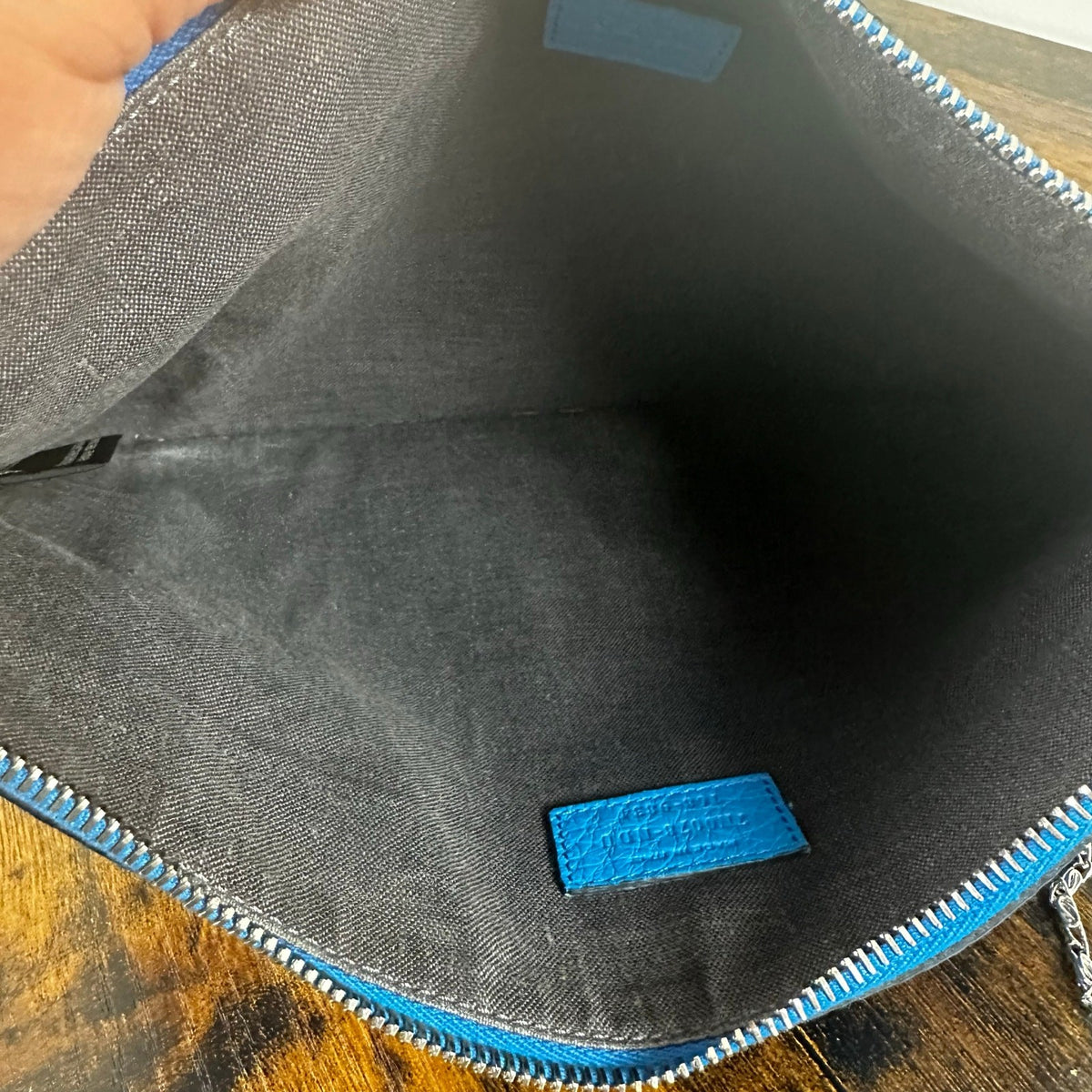 Fendi Selleria Blue Leather Clutch Bag
