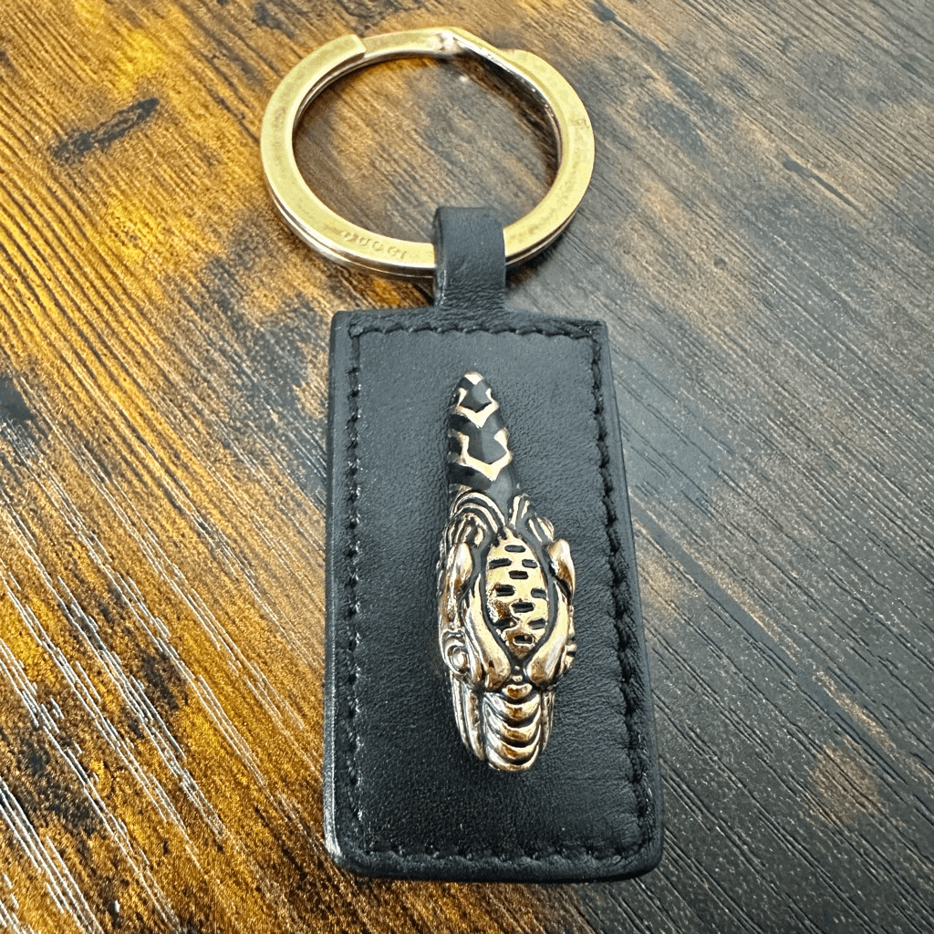 Gucci Tiger Metal Leather Key Ring Keychain Bag Charm