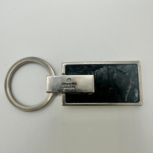Gucci Keychain Key Ring Holder Leather Silver Made in Italy Accessory