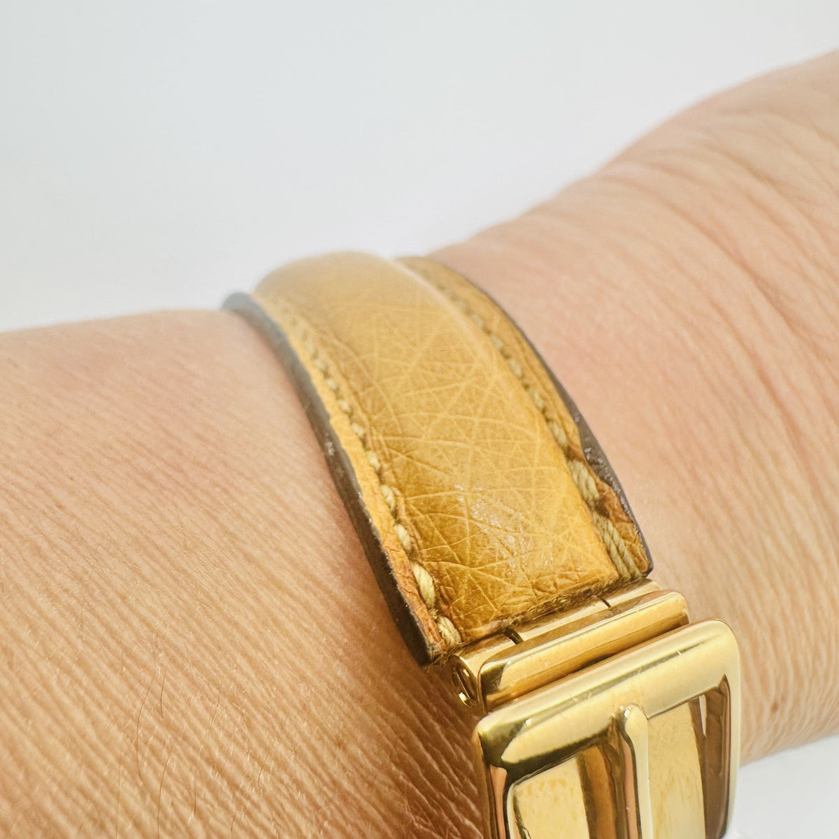 Gucci Brown Gold Belt Motif Leather Fashion Bracelet Jewelry Italian Designer
