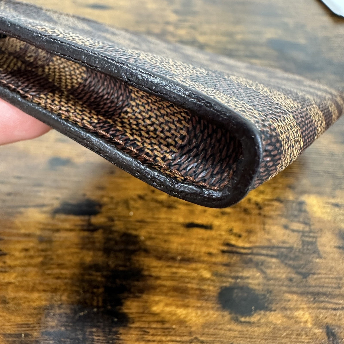 Louis Vuitton Damier Ebene Accessories Pochette Mini Brown Canvas Wristlet