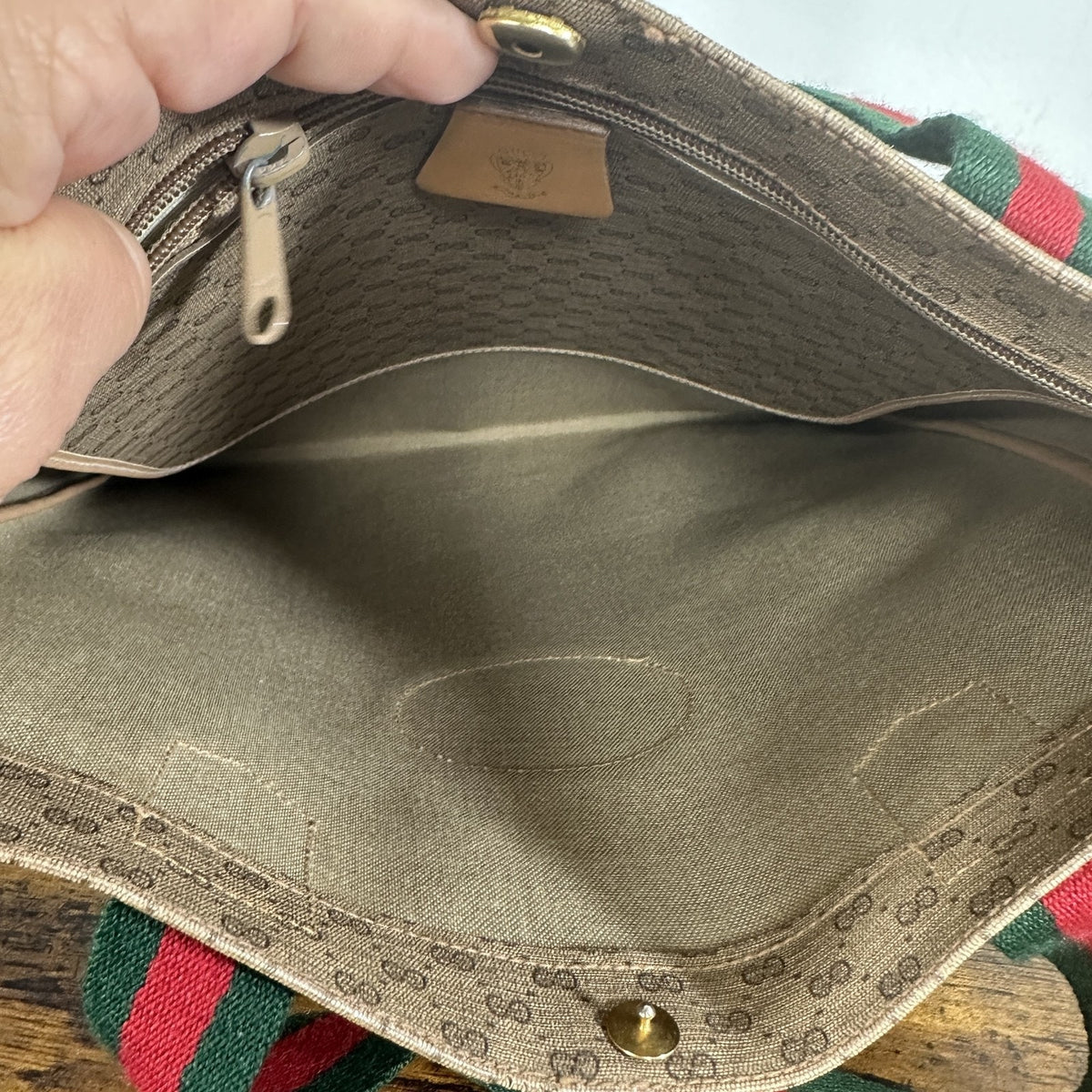 Gucci Micro GG Monogram Vintage Tote Bag Womens Large Brown Canvas Italy Web