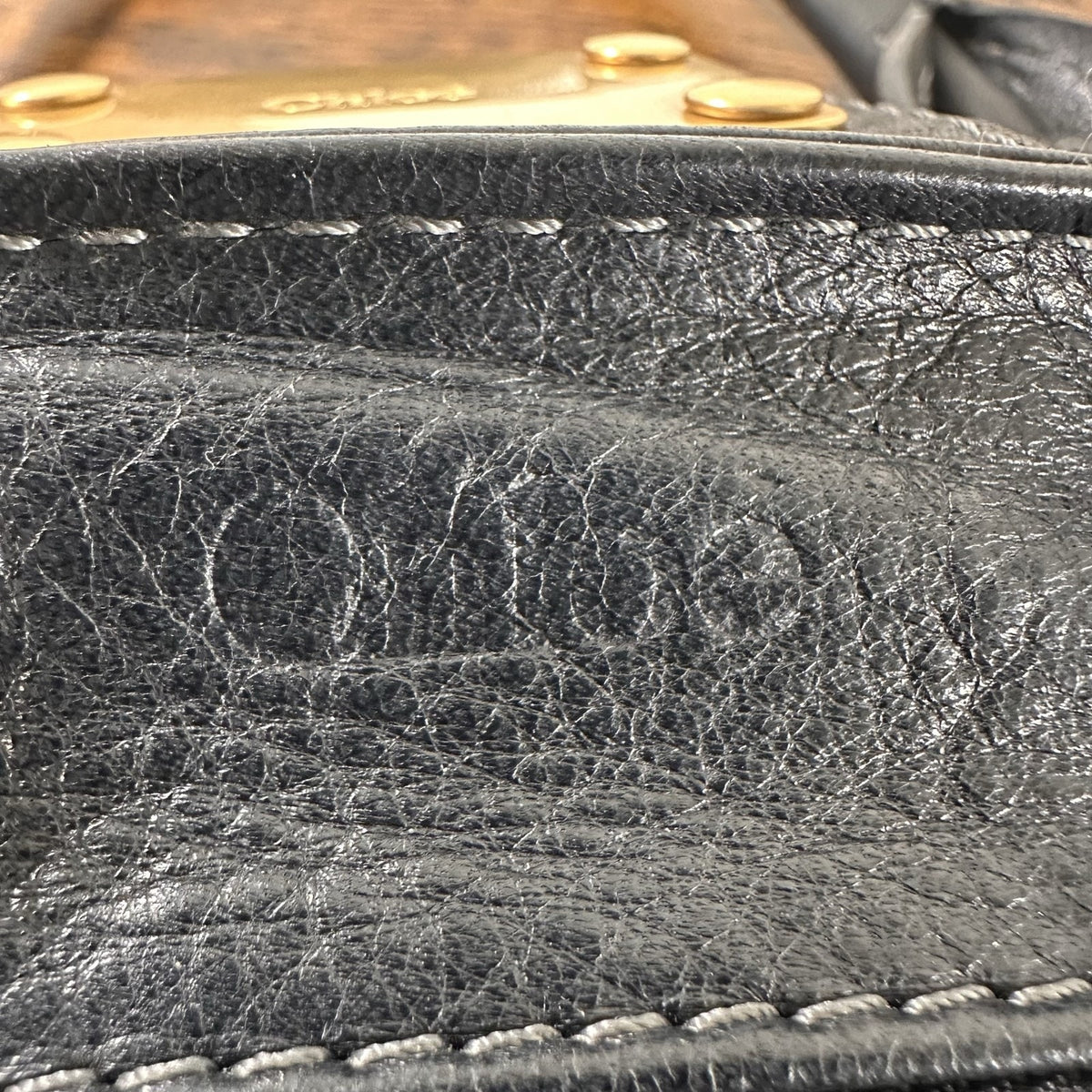 Chloe Paddington Satchel Bag Womens Medium Black Leather Gold Padlock Italy