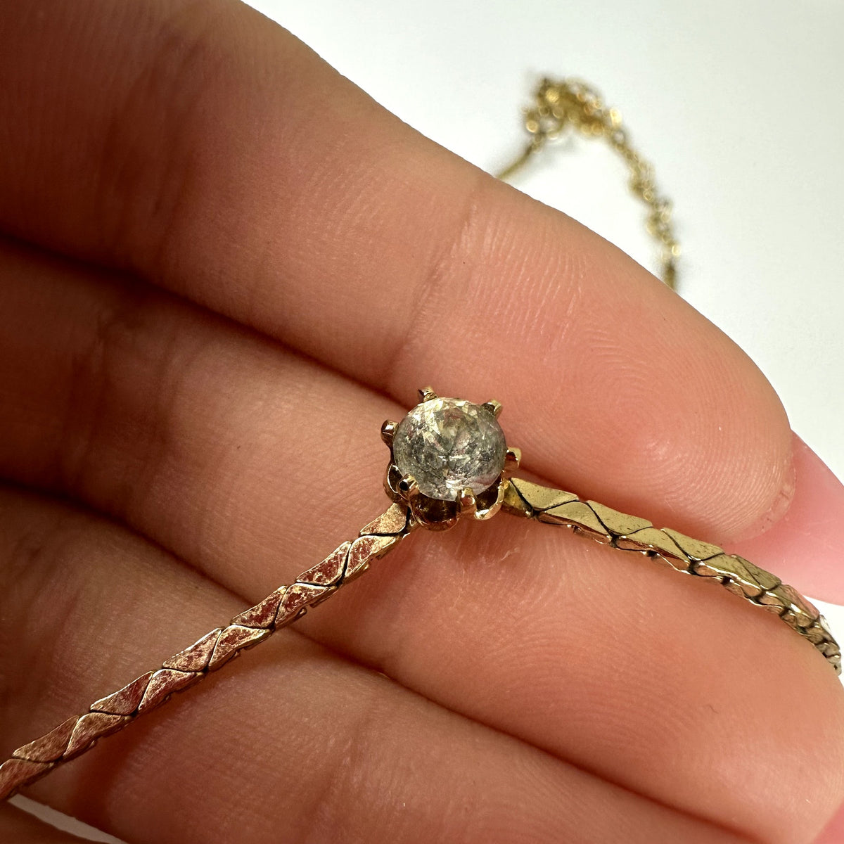 Christian Dior Vintage Gold Tone Crystal Solitaire Collar Necklace