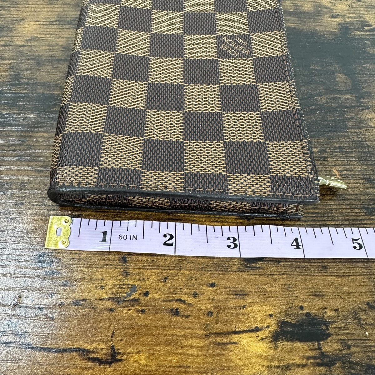 Louis Vuitton Damier Ebene Accessories Pochette Mini Brown Canvas Wristlet