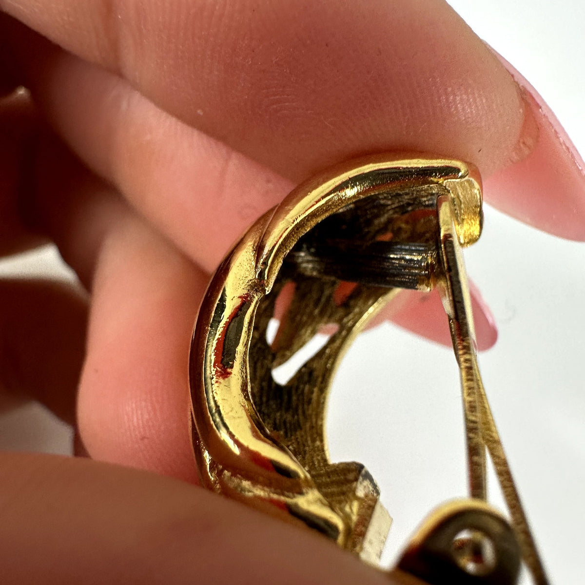 Christian Dior Vintage Gold Tone Half Hoop Clip On Earrings Vintage Authentic