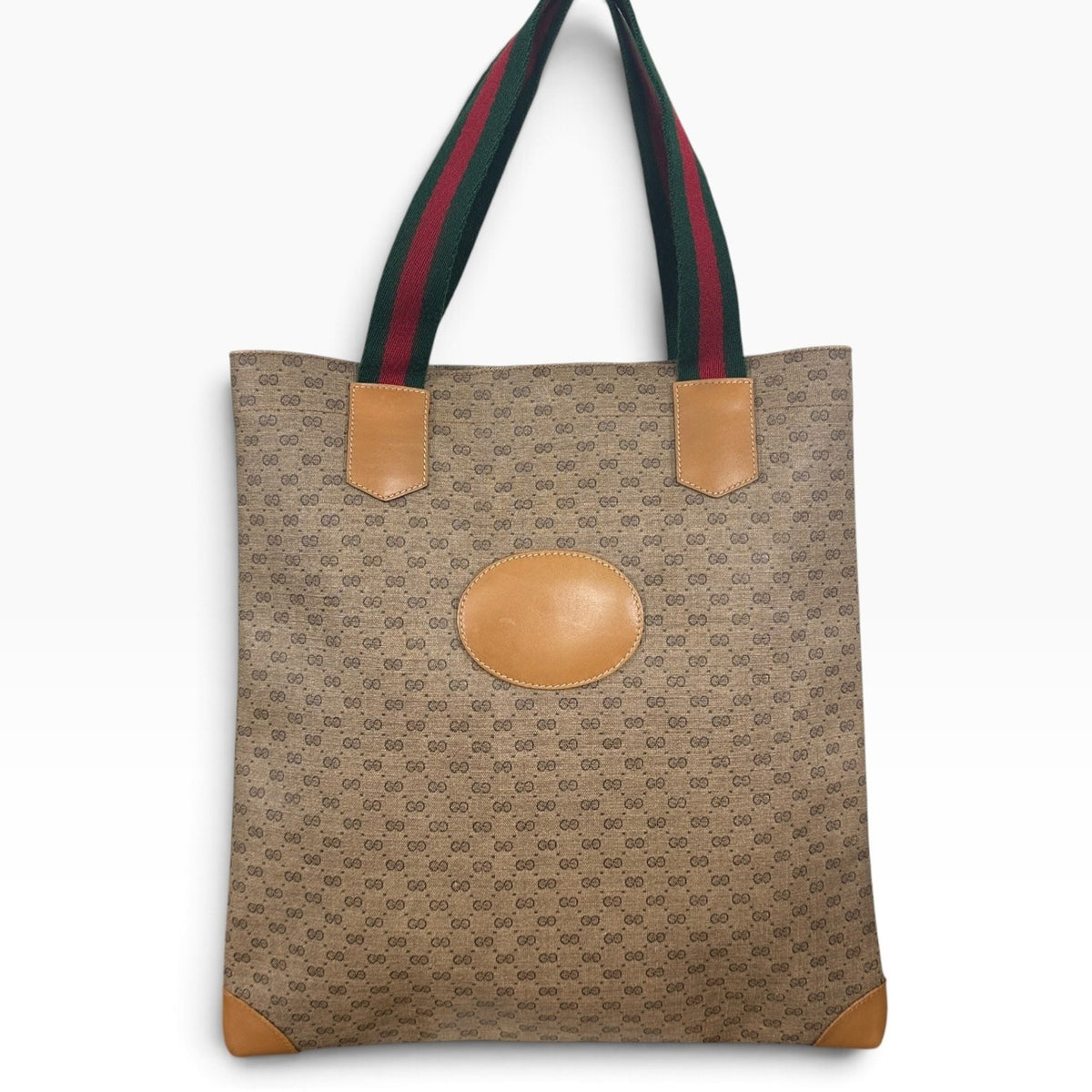Gucci Micro GG Monogram Vintage Tote Bag Womens Large Brown Canvas Italy Web